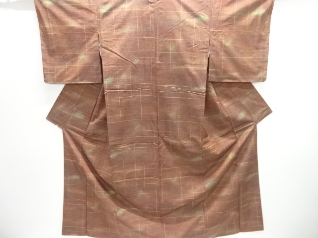 格子織り出し暈し手織り紬着物